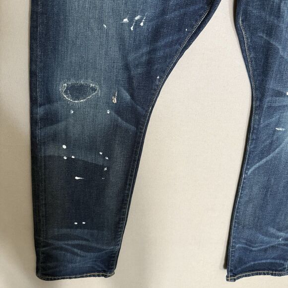 Polo Ralph Lauren Sullivan Slim Paint Splatter Jeans 42x32 Distressed Blue Mens - Picture 5 of 12